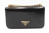 Prada Polished Black Leather Shoulder Bag Eb0726ixzdu