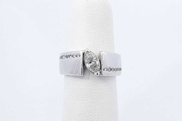 0.60ctw Marquis Diamond Ring In 18k White Gold 7.2 Grams Size 5 Eb0725pcrdu