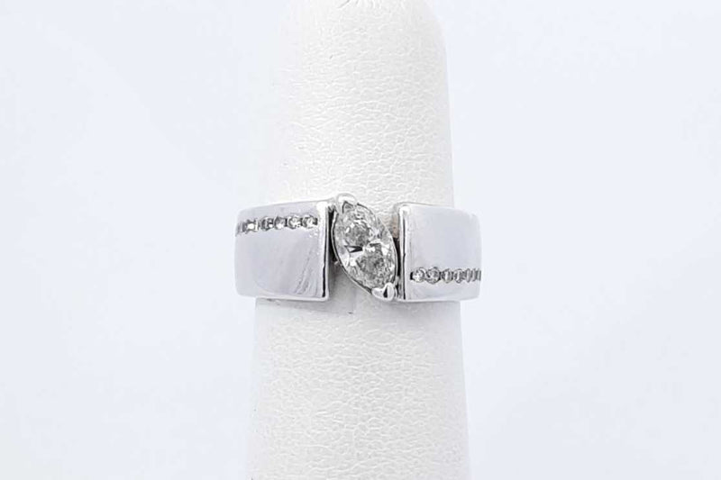 0.60ctw Marquis Diamond Ring In 18k White Gold 7.2 Grams Size 5 Eb0725pcrdu