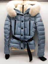 Moncler Grenoble Beverly Blue White Furred Hooded Jacket Size 1 Do0924wxzde