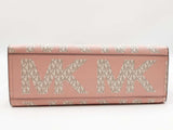 Michael Kors Large Kenly North South Tote Bag In Powder Blush Mk Logo Coated Canvas Fw0726pzdu