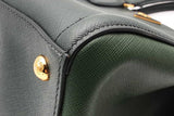 Prada 2 Tone Green Saffiano Leather Tote Bag Eb0726ixzsa