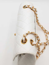 Chanel Classic Double Flap White Quilted Caviar Shoulder Bag Eb0726orxzsa