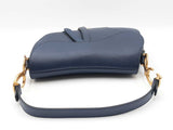 Christian Dior Saddle Bag In Deep Ocean Blue Grained Leather Fw1026llxzdu