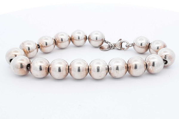 Tiffany & Co. 925 Sterling Silver Bead Bracelet 18.9 Grams 7.25 Inch Eb0125exsa