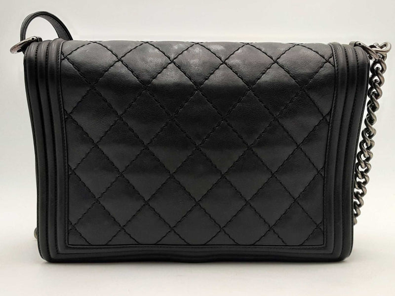 Chanel Large Boy Bag Lambskin Black Handbag Aa0125ooxzsa