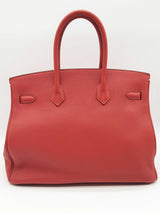 Hermes Birkin 35 Rouge Casque Red Togo Palladium Hardware Handbag Do0623srxzde