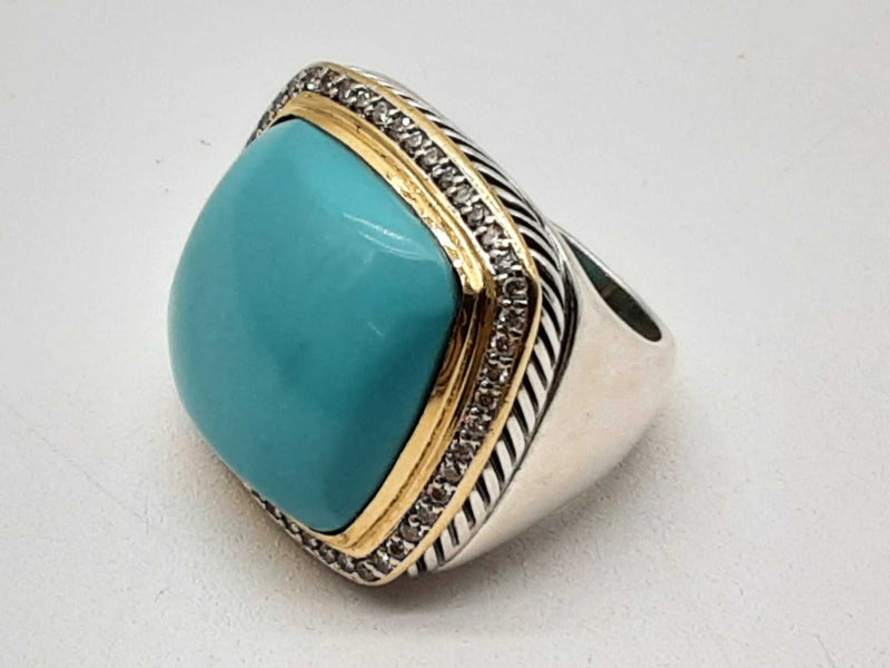 David Yurman Albion 0.925 Silver 23.5g Blue Stone Ring Size 7 Do1124irxde