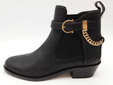 Salvatore Ferragamo Ardisie Chain Black Leather Ankle Boots Size 7.5 Do0925lrxde