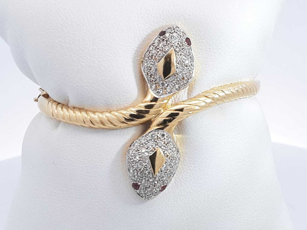 .96 Cttw Diamond 18k Yellow Gold Bangle Bracelet 12.30g 6.5 In Aa0525crzsa
