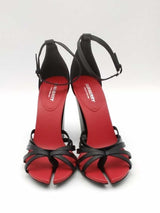 Burberry Hove Black & Red Leather Thong Ankle Strap Heels Size 39 Eb0926crsa
