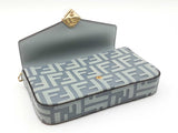 Fendi Diamonds Wallet With Chain In Two-tone Mercury Blue Ff Leather Fw0526prxdu