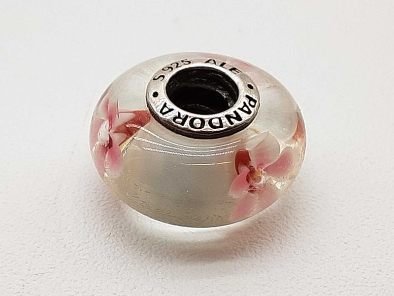 Pandora Pink Cherry Blossom Flower Murano Glass 0.925 Silver 3.3g Charm Do0425cde
