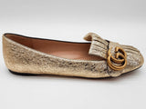 Gucci 453373 Gg Gold Metallic Marmont Flats Size Eu 36.5 Do0925lcrde