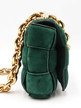 Bottega Veneta Padded Chain Cassette Bag In Emerald Green Suede Fw0926eordu