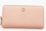 Gucci Gg Pebbled Pink Leather Zip Around Wallet Eb0225oxzsa