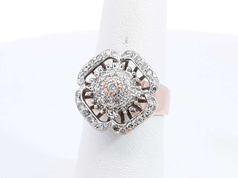 Approx. 0.29ctw Diamond Flower Ring 10k Rose Gold 6.4 Grams Size 6 Eb1024lrxsa