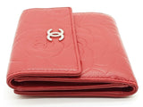 Chanel Camilla Embossed Red Leather Bifold Card Holder Wallet Do0626oorde