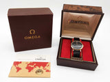 Omega 33mm Black Dial Lizard Band 14k Yellow Gold Winding Watch Do0525lxzxde