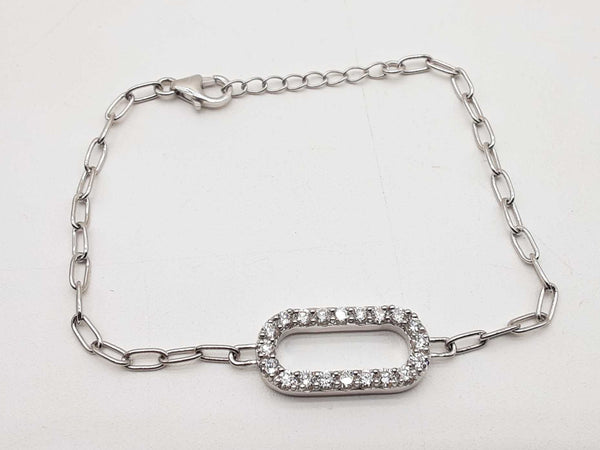 1.10 Cttw Lab Grown Diamonds 0.925 Silver 5.9g Chain Bracelet 8 In Do0325llpde