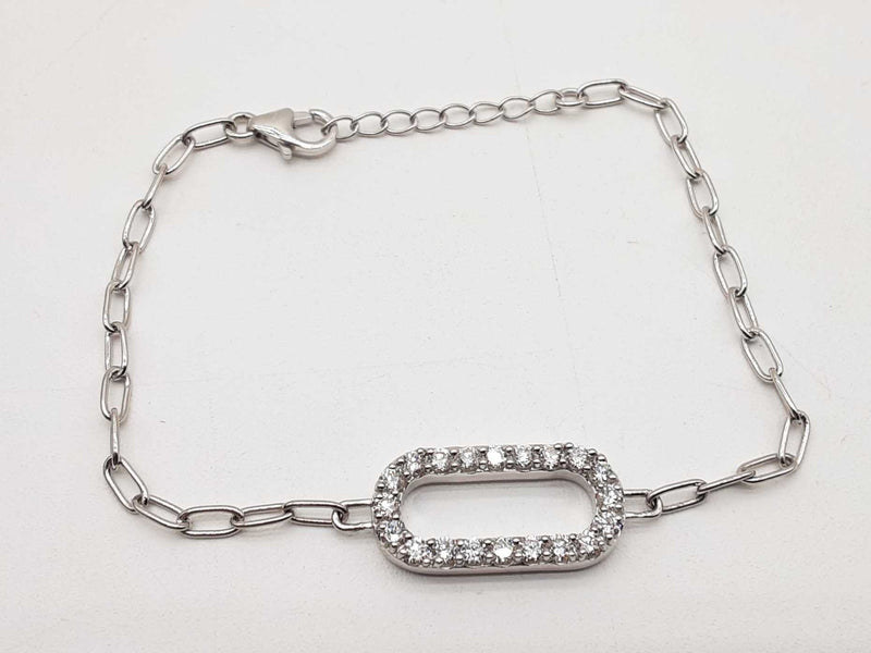 1.10 Cttw Lab Grown Diamonds 0.925 Silver 5.9g Chain Bracelet 8 In Do0325llpde