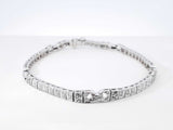 1.60 Cttw Diamond & 18k White Gold Geometric Link Tennis Bracelet 12.3 Grams 7 Inch Fw0726czxdu