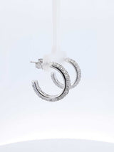 2.52 Cttw Pavé Diamond & 18k White Gold Half Hoop Stud Earrings 6.1 Grams Fw0626rzxdu