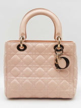 Christian Dior Lady Dior Pink Lambskin Cannage Top Handle Bag Eb0126exzdu