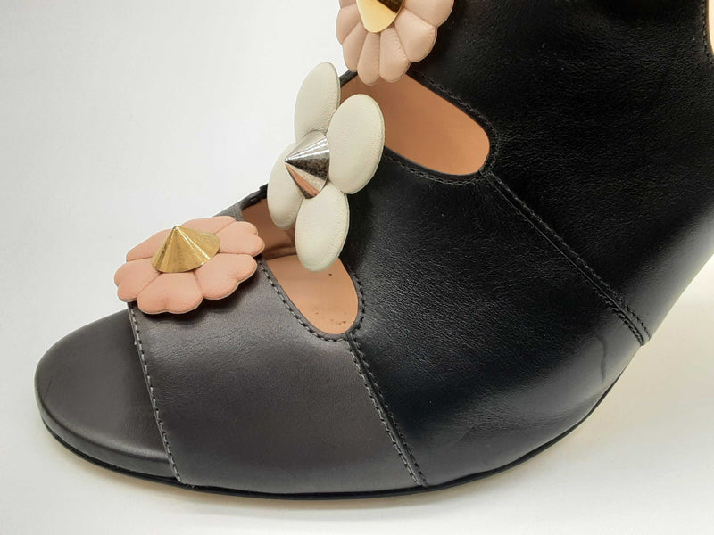 Fendi Flowerland Leather Studded Mules Size 40 Fwlrxde