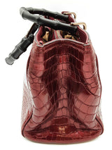 Gucci 323660 Burgandy Red Alligator Leather Bamboo Shopper Tote Do0225wpxzde