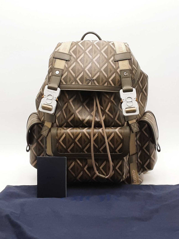Dior Hit The Road Diamond Green Canvas Backpack Aa0725lzxzsa