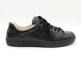 Gucci Ace Sneakers In Gg-embossed Perforated Black Leather Size 10.5 Fw0626lordu