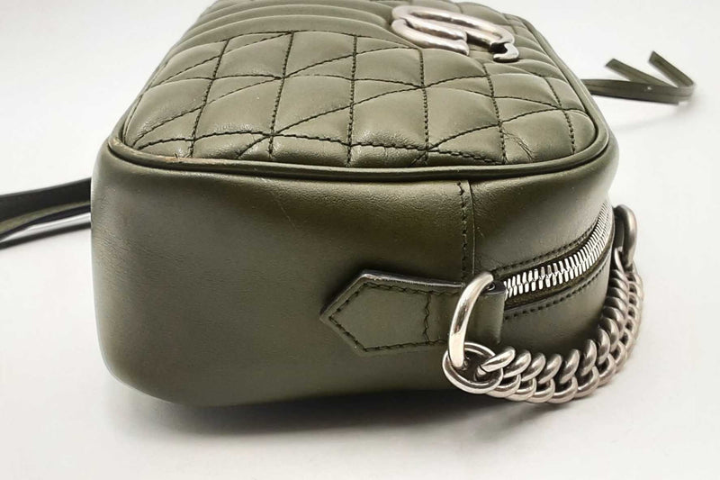 Gucci Gg Quilted Marmont Crossbody Bag In Military Green Eb1124wrxsa