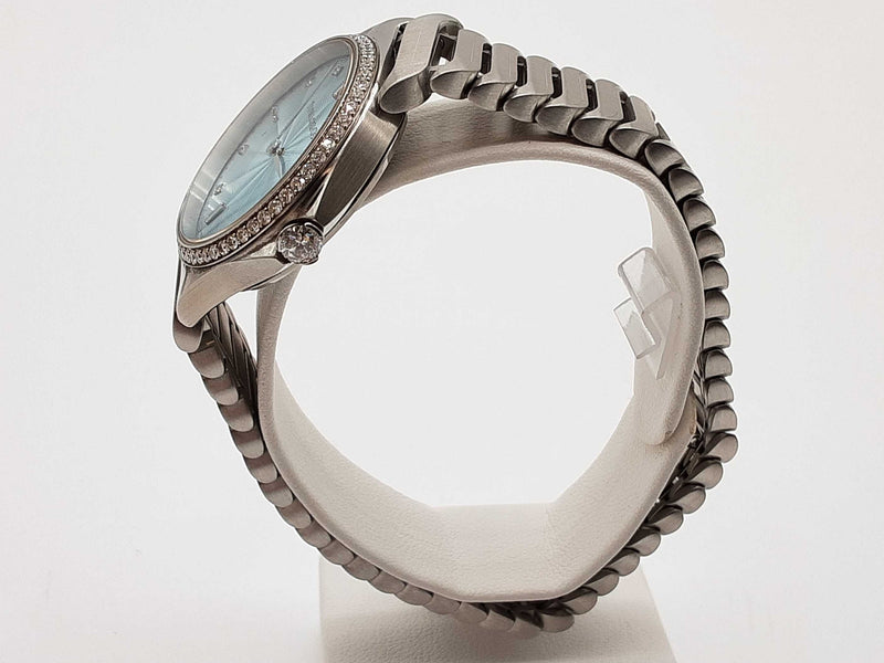 Tiffany & Co 28mm Metro Blue Dial Diamond Bezel Steel Quartz Watch Do0725lrxzde