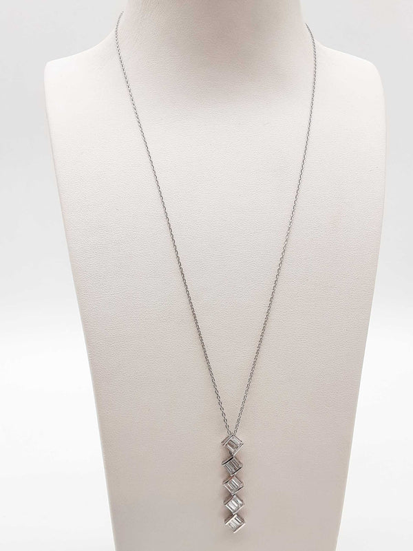 1.17 Cttw Diamonds 0.925 Silver 3.8g Drop Pendant Chain 19 In Do0525erde