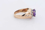 Heart Shaped Purple Gemstone & Diamond Ring 14k Yellow Gold 4.6g Sz 6 Eb426wxzsa