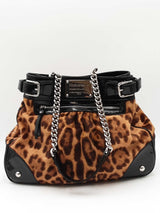 Dolce & Gabbana Miss Silky Leopard Print Calf Hair & Leather Satchel Eb0226lxzdu