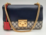 Gucci 409486 Padlock Gg Supreme Blue Leather Shoulder Bag Do0924cxzde