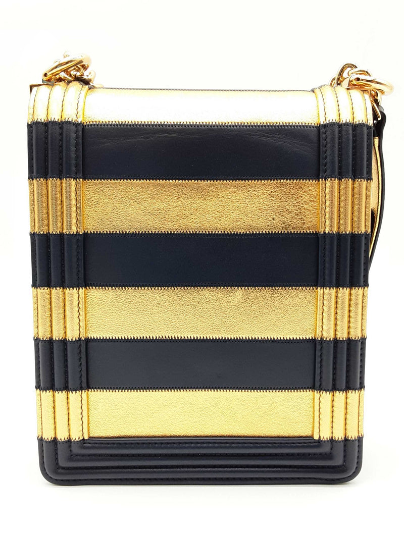Chanel Paris- New York North South Boy Flap Blue Gold Crossbody Bag Do0925lcxzde