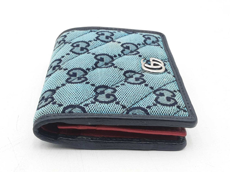 Gucci Gg Marmont Teal & Pink Canvas Wallet Sd1025lrzsa