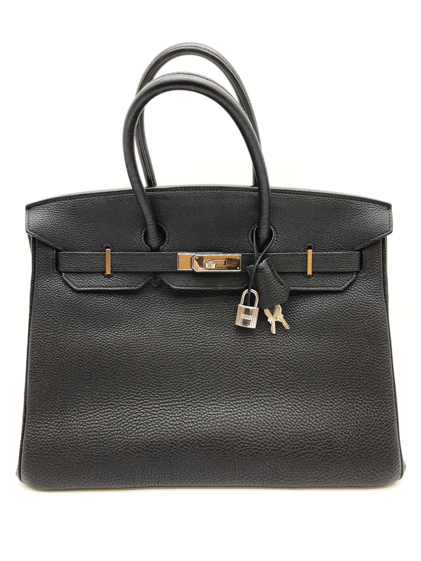 Hermes Birkin 35 Noir Black Togo Palladium Hardware Handbag Do0825srxzde
