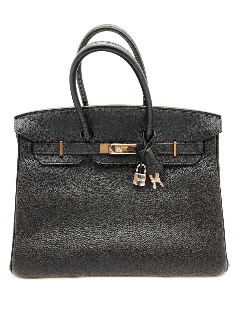 Hermes Birkin 35 Noir Black Togo Palladium Hardware Handbag Do0825srxzde