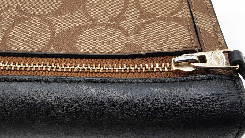 Coach Slim Envelope Wallet In Signature Coated Canvas & Black Leather Fw0925wzdu