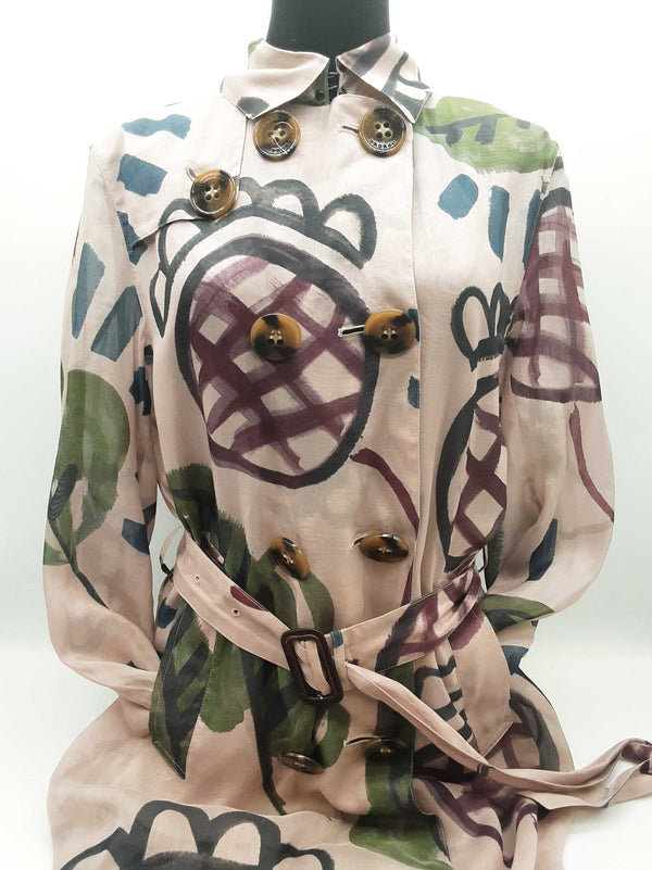 Burberry Prorsum Painted Dusty Pink Sheer Trenchcoat Size Italian 42 Do0925wxzde