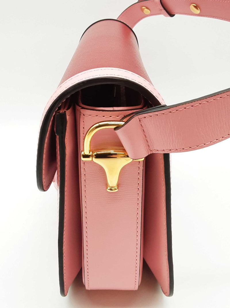 Gucci 602204 Horsebit 1955 Red Pink Leather Shoulder Bag Do1224llxzde