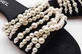 Chanel Pearl Embellished Cc Slide Sandals Size 39.5 Eb1225loxdu
