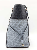 Michael Kors Voyager Tote Bag In Admiral Blue Mk Logo Coated Canvas Fw0526wzdu