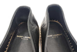 Saint Laurent Embossed Logo Black Leather Espadrilles Size 38 Eb0326oxzsa