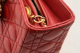 Christian Dior Red Lambskin Cannage Lady Dior Top Handle Bag Eb0225lxxzsa