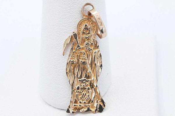 10k Yellow Gold Grim Reaper Santa Muerte Pendant 1.4 Grams Eb1024oxsa